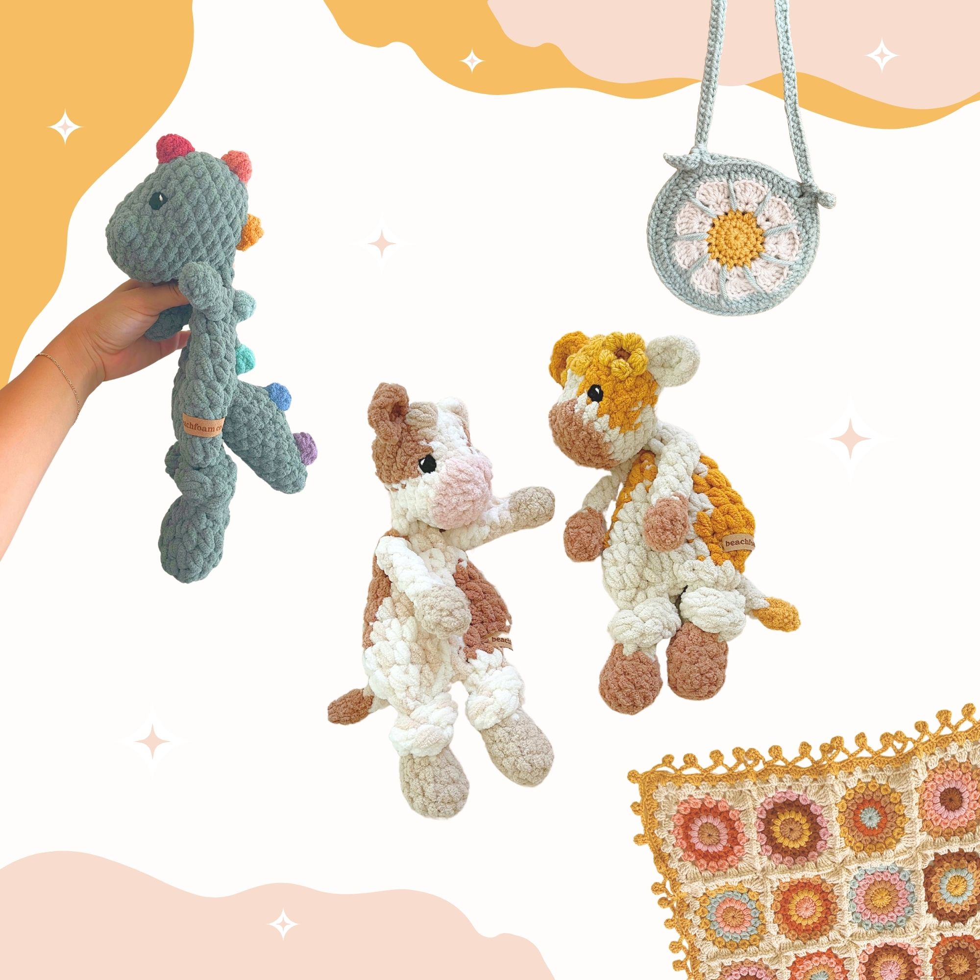 Beachfoam Co. handmade crochet snugglers and loveys