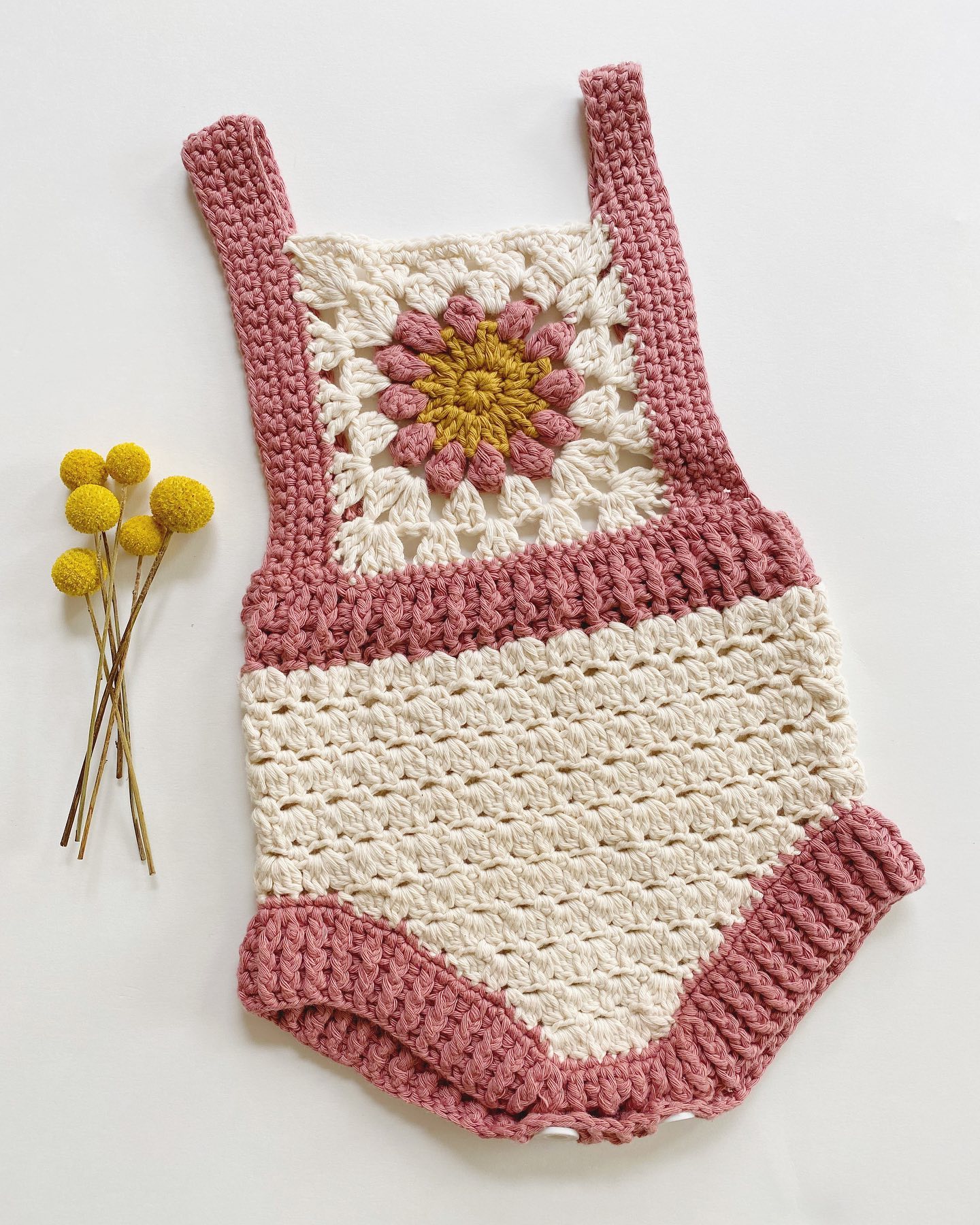 I crocheted this granny square romper for my daughter when I was pregn