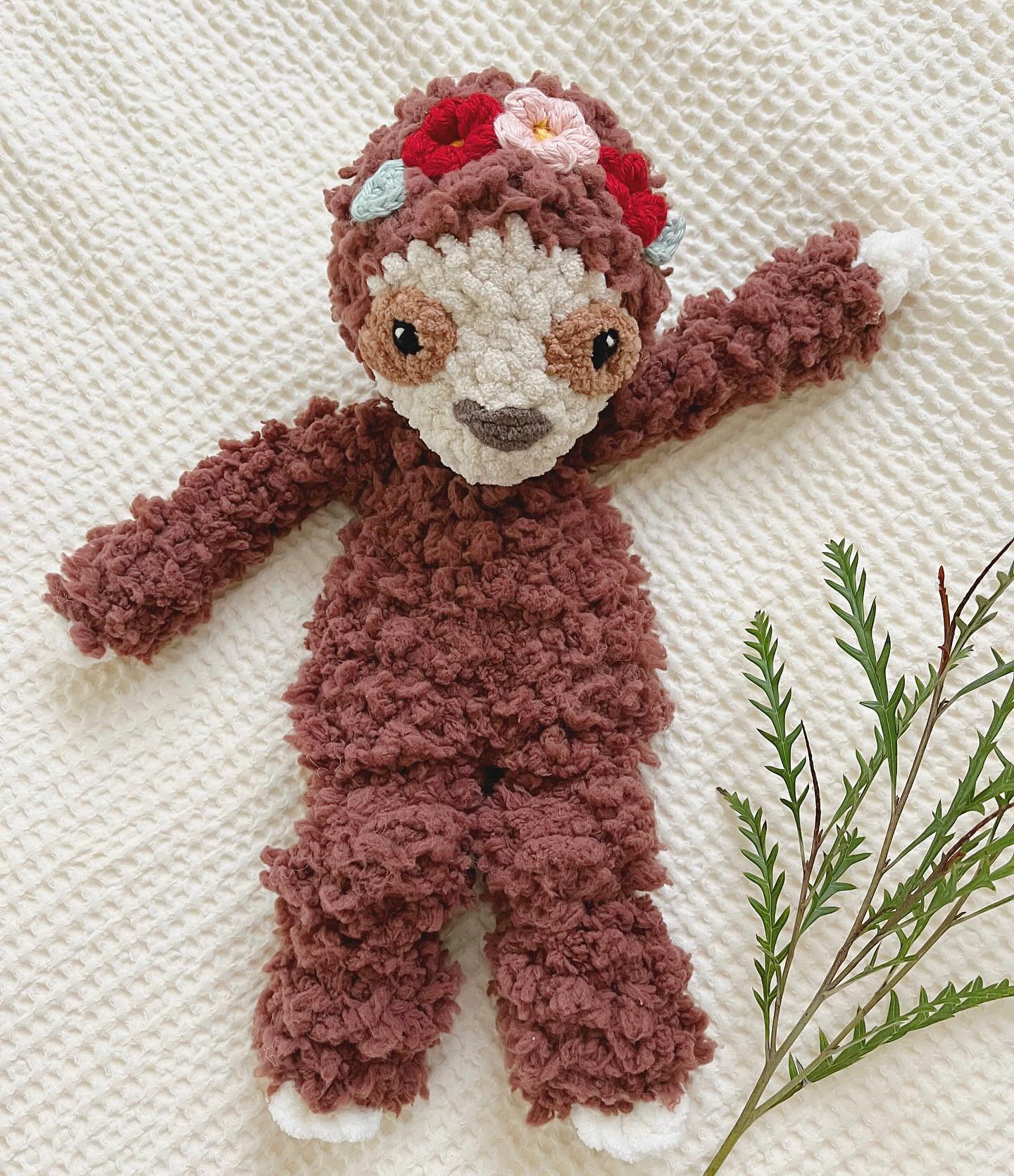 fuzzy sloth + flower crown! 🦥🌺