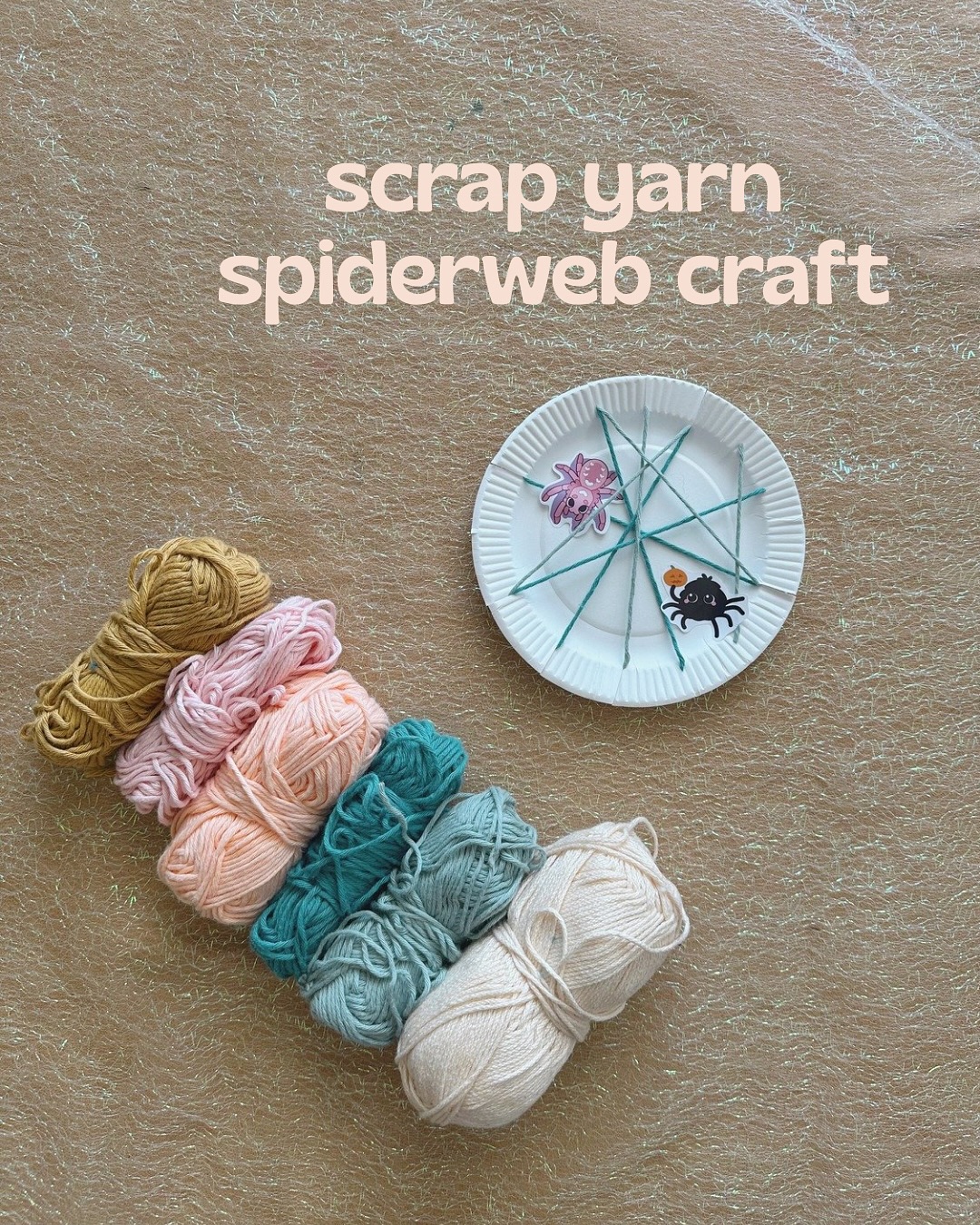 scrap yarn spider web craft 🕷️