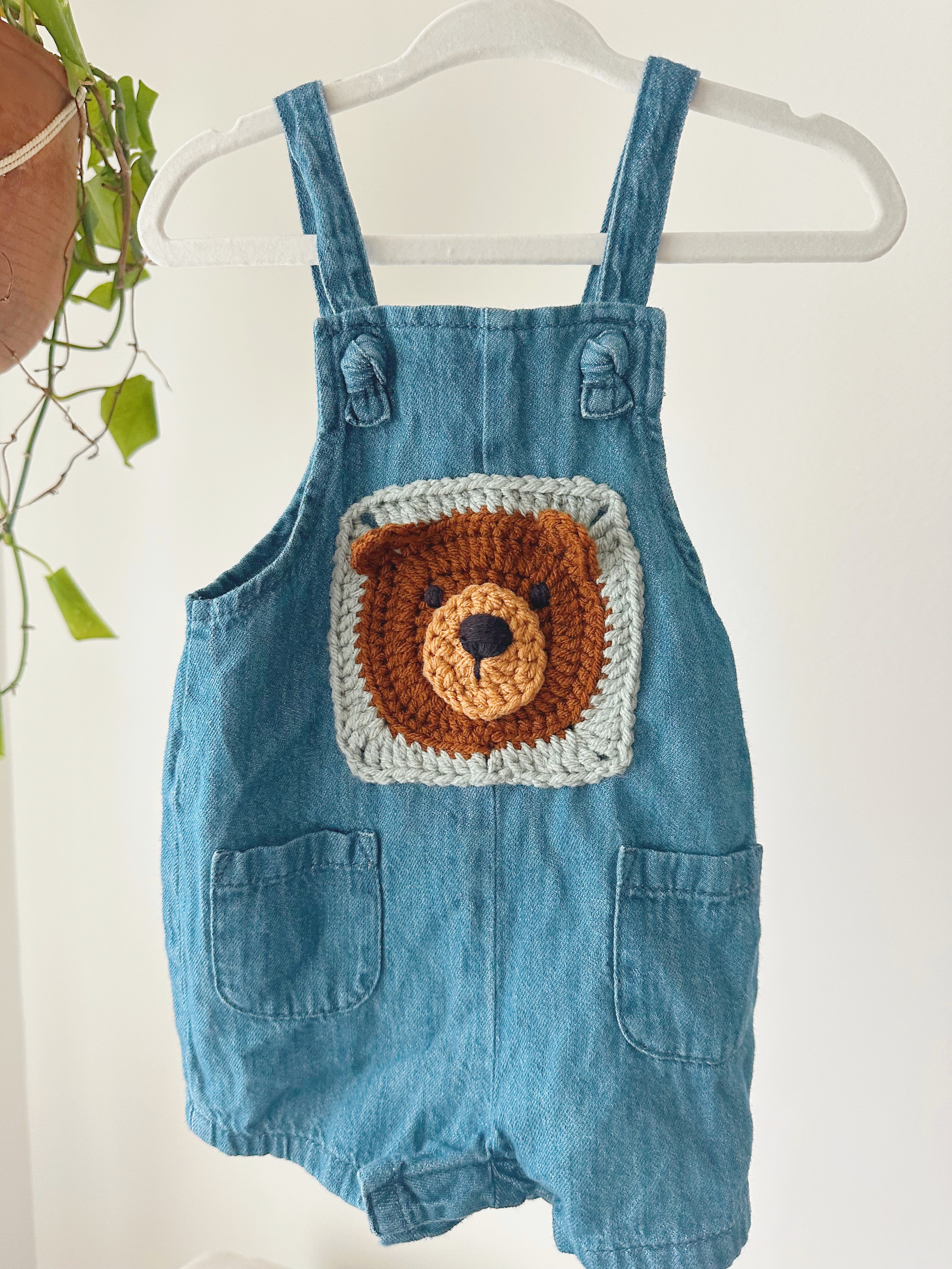 thrift + stitch: teddy bear overalls 🧸